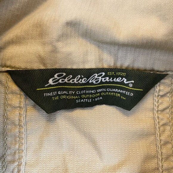Eddie Bauer Women's Jacket Size XL Beige Button-Up 3/4 Sleeves Casual Classic - Picture 2 of 9